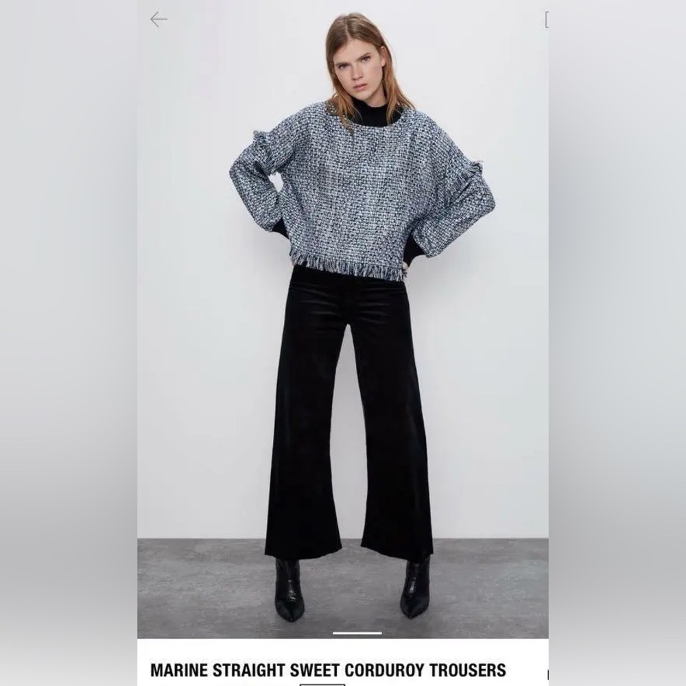 Zara Marine Straight Pants Corduroy Size 8